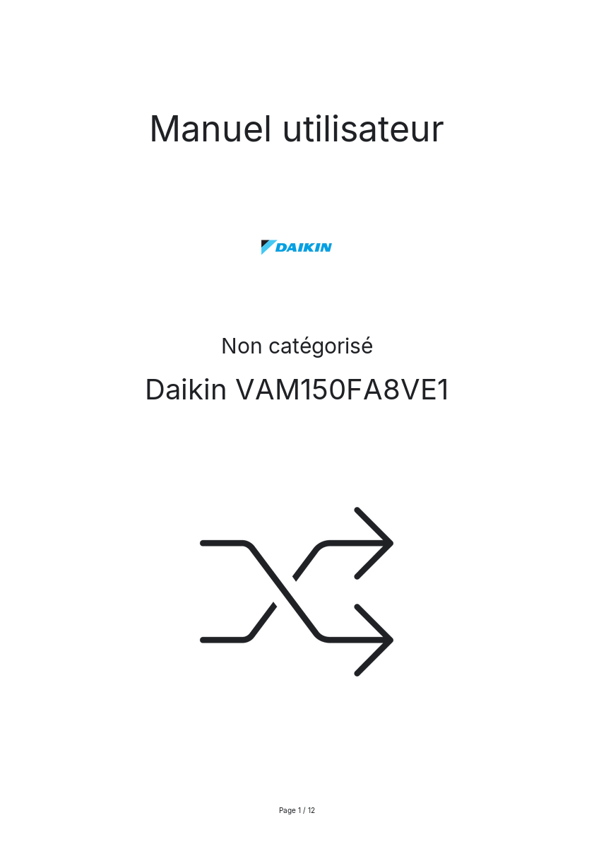 Page n°1 - Manuel utilisateur Daikin VAM150FA8VE1
