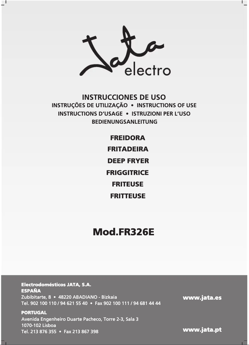Page 1 de la notice Manuel utilisateur Jata FR326E
