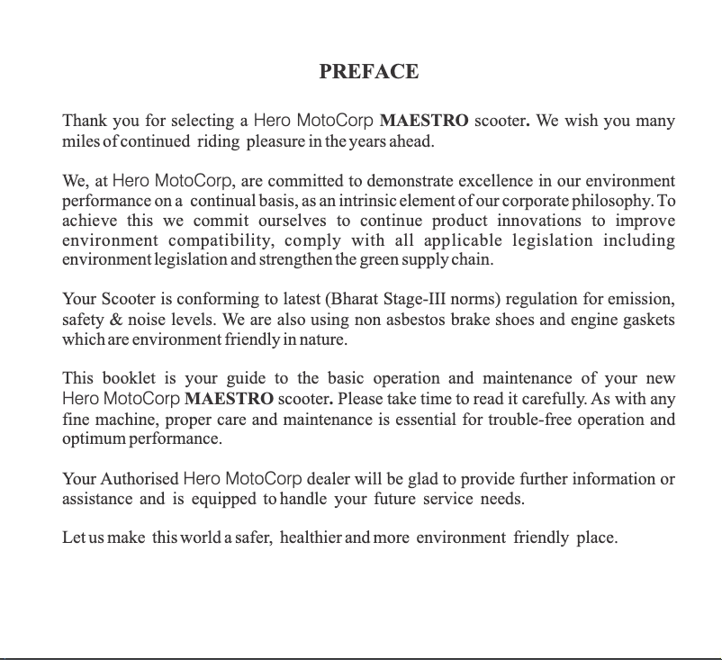 Page 1 de la notice Manuel utilisateur Hero Maestro (2012)