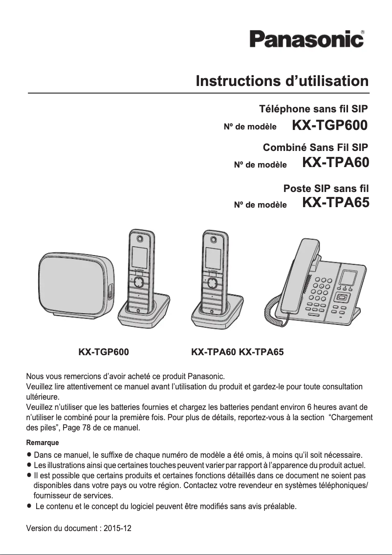 Página 1 del manual Manual de usuario Panasonic KX-TGP600