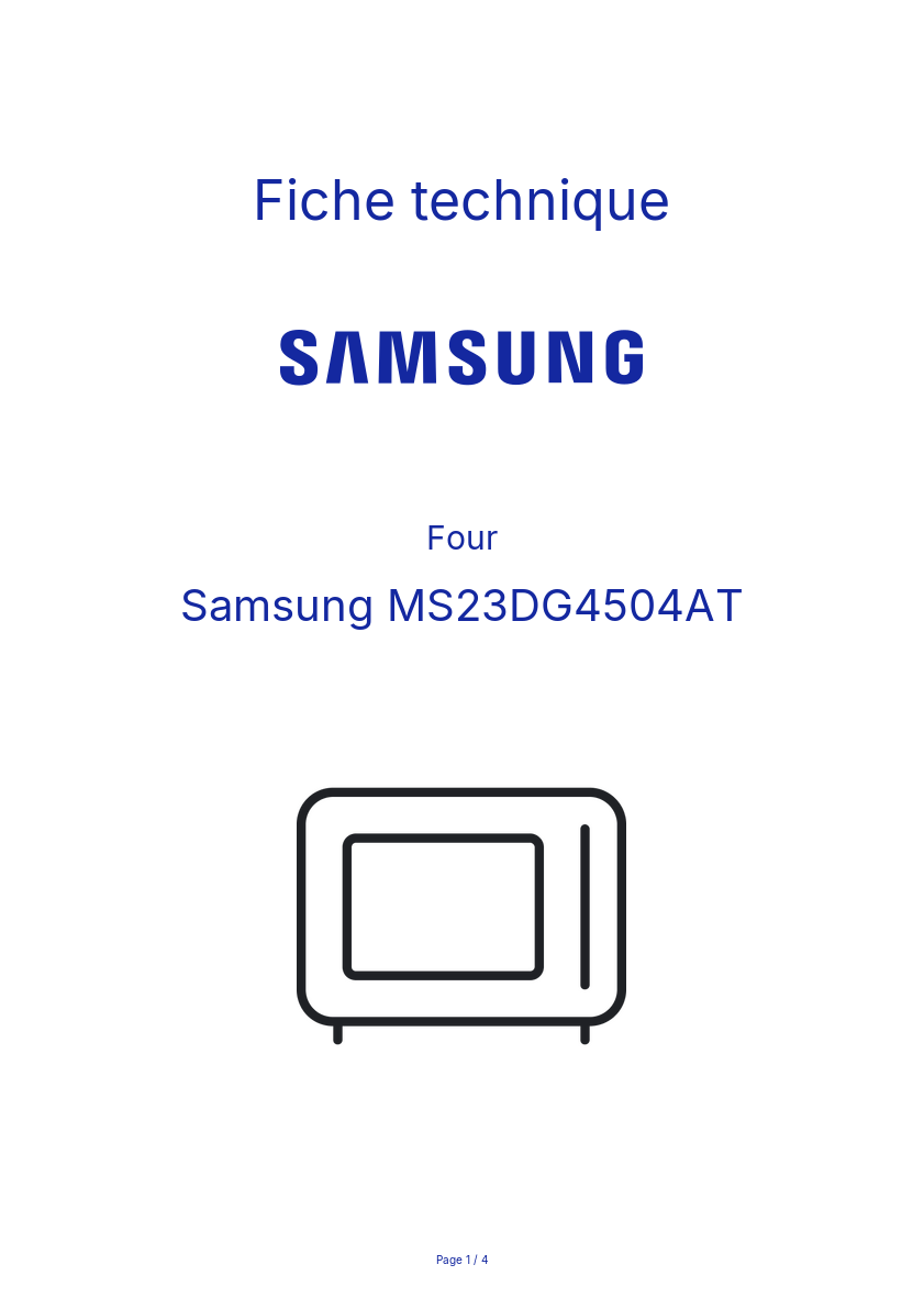 Page n°1 - Fiche technique Samsung MS23DG4504AT