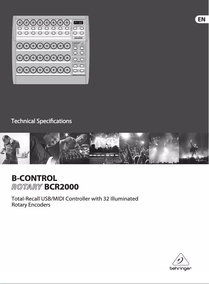 Page 1 de la notice Fiche technique Behringer BCR2000