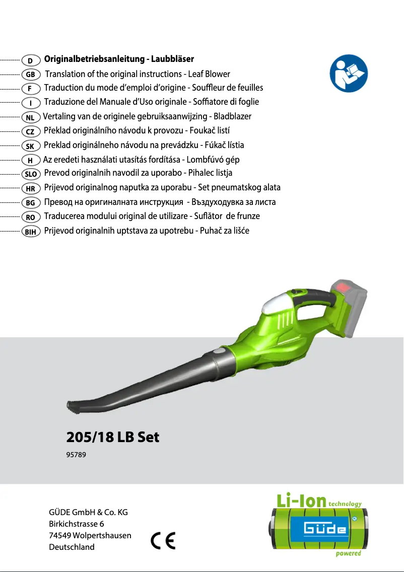 Page n°1 - Manuel utilisateur Güde 205/18 LB Set