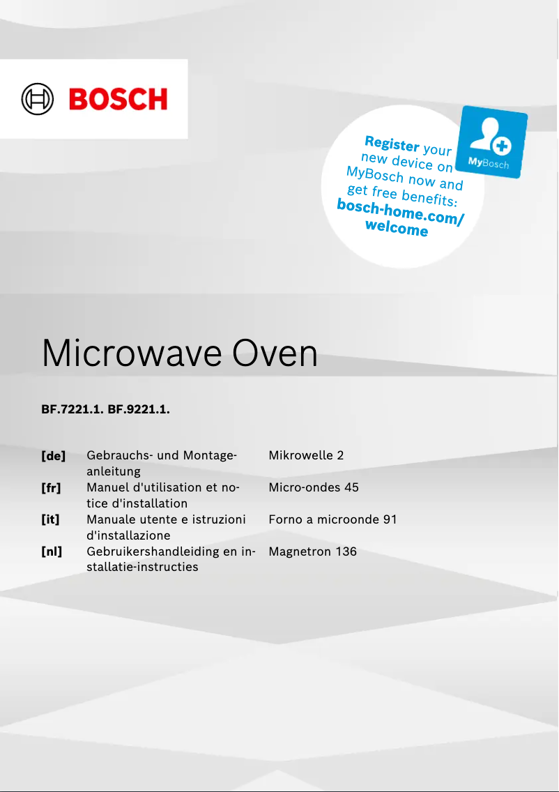 Page n°1 - Manuel utilisateur Bosch BFR7221B1