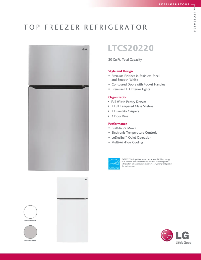 Image de la première page du manuel de l'appareil LTCS20220S