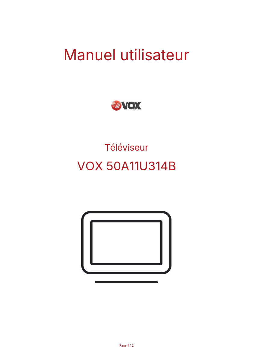 Page n°1 - Manuel utilisateur VOX 50A11U314B