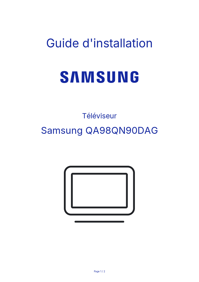 Page n°1 - Guide d'installation Samsung QA98QN90DAG
