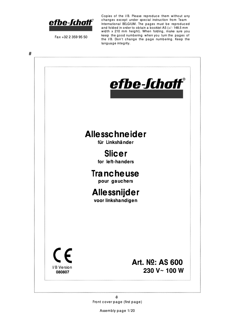 Image de la première page du manuel de l'appareil AS 600