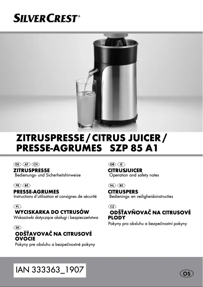 Page 1 de la notice Manuel utilisateur SilverCrest SZP 85 A1