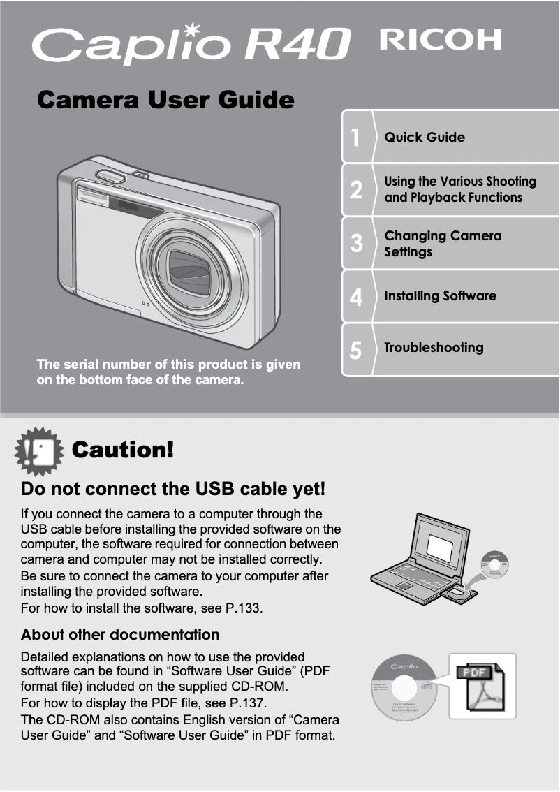 Page 1 de la notice Manuel utilisateur Ricoh Caplio R40