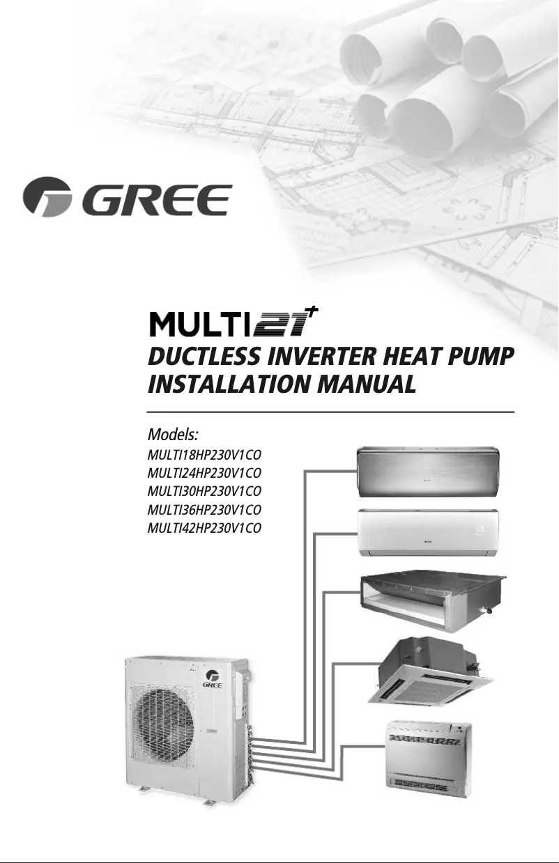 Page 1 de la notice Manuel utilisateur Gree MULTI36HP230V1CO