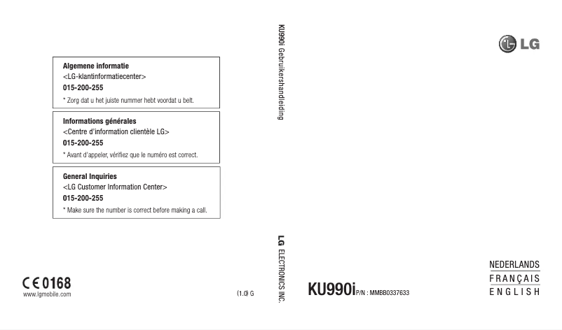 Page n°1 - Manuel utilisateur LG KU990I
