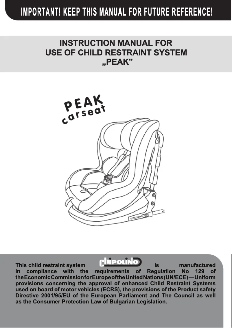 Page 1 de la notice Manuel utilisateur Chipolino Peak