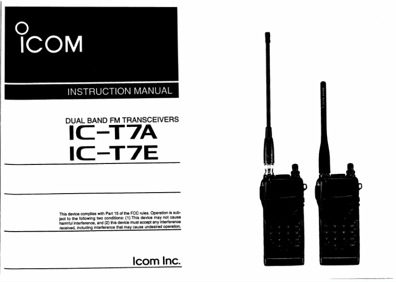 Image de la première page du manuel de l'appareil IC-T7A