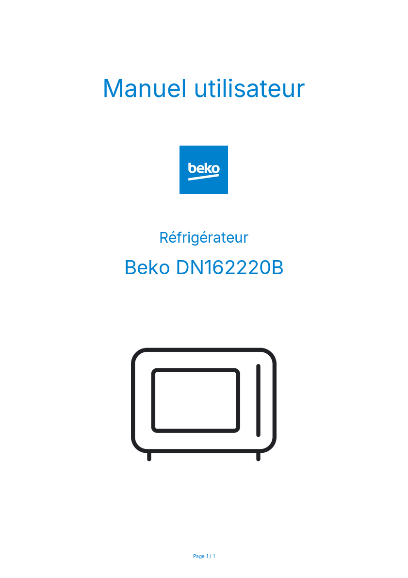 Page n°1 - Manuel utilisateur Beko DN162220B