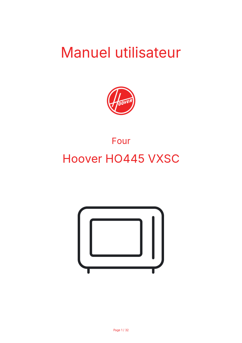 Image de la première page du manuel de l'appareil HO445 VXSC