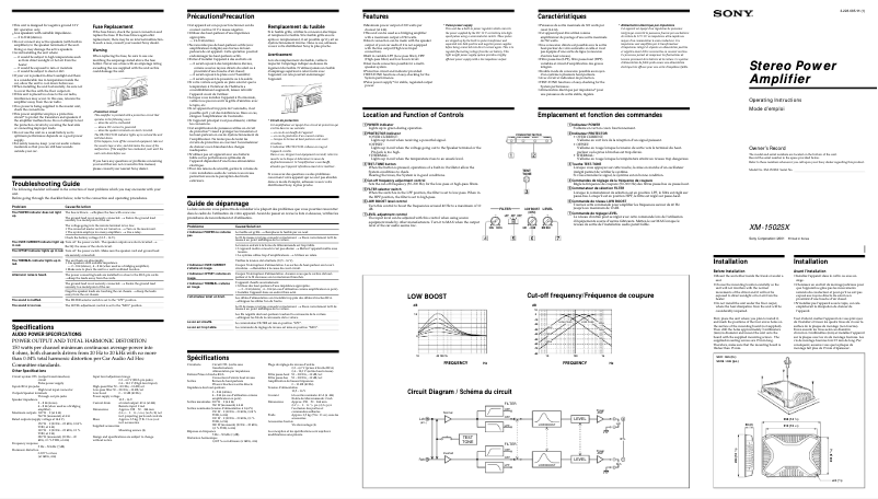 Page 1 de la notice Manuel utilisateur Sony XM-1502SX