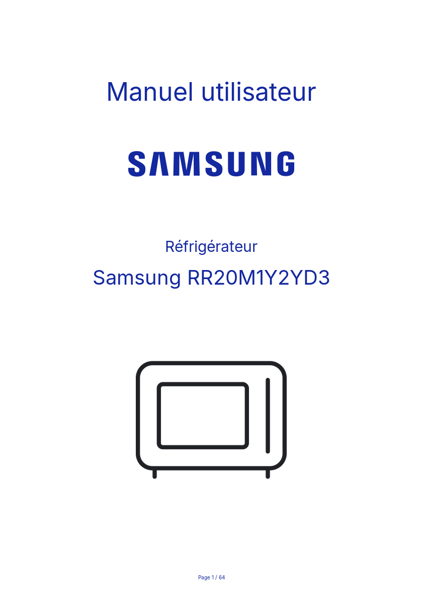 Page n°1 - Manuel utilisateur Samsung RR20M1Y2YD3