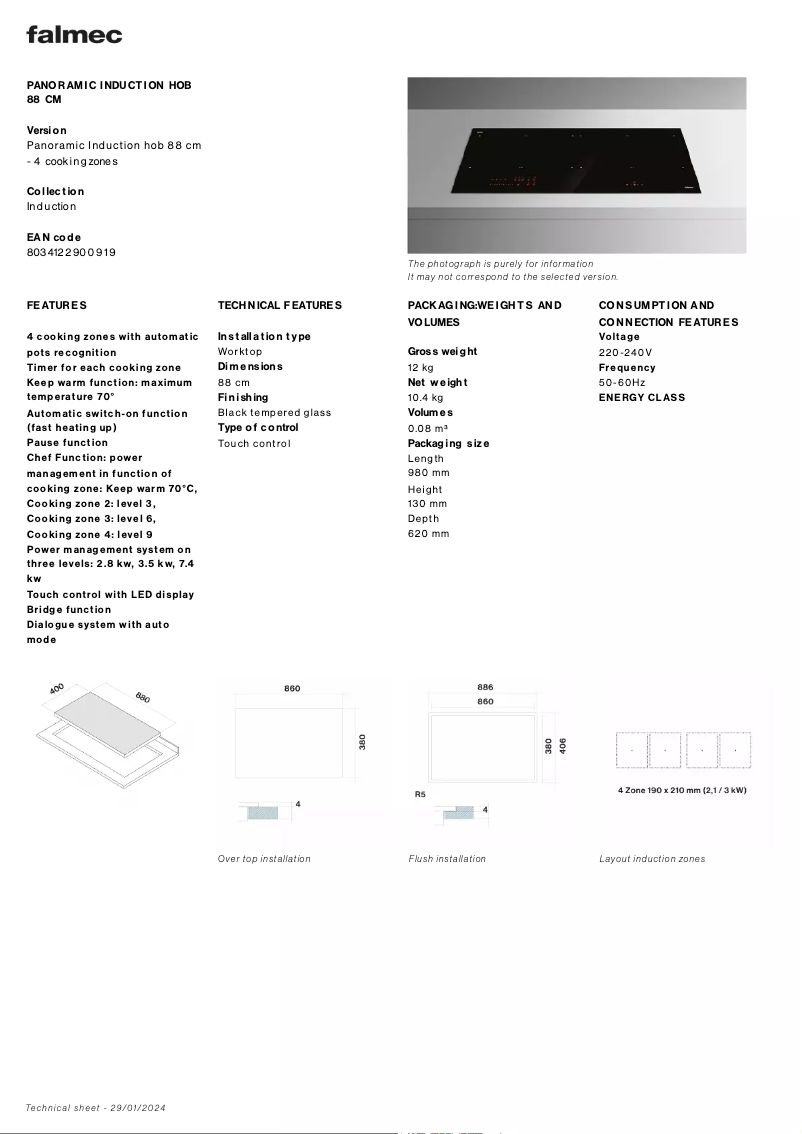 Image de la première page du manuel de l'appareil Induction Hob 88 cm