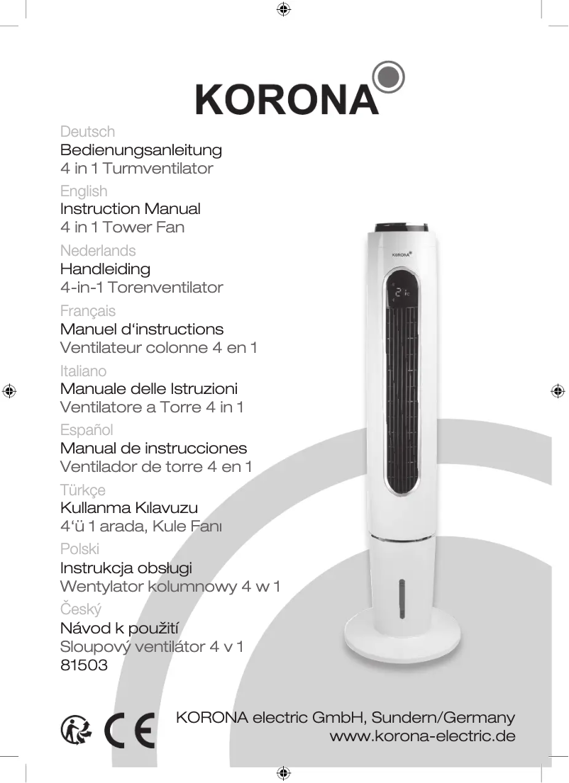 Page n°1 - Manuel utilisateur Korona 81503