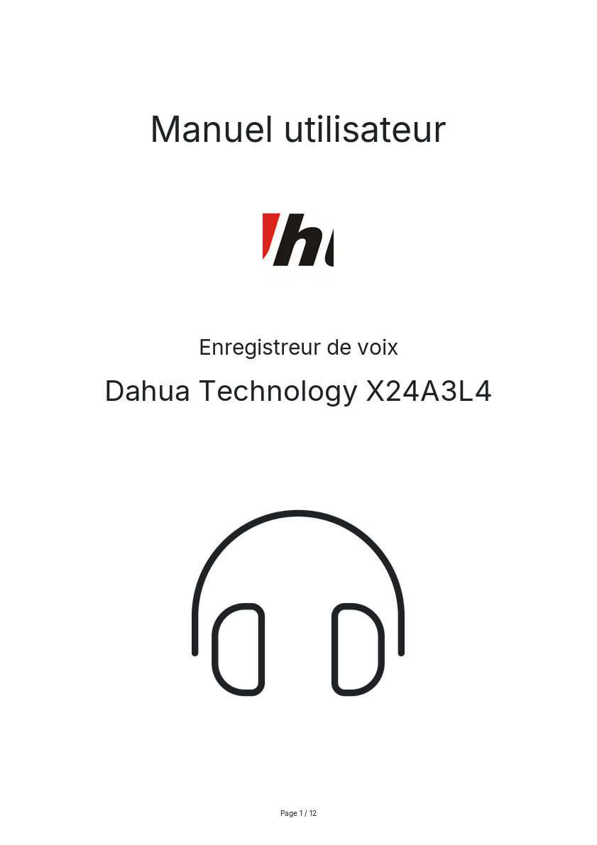 Page n°1 - Manuel utilisateur Dahua Technology X24A3L4