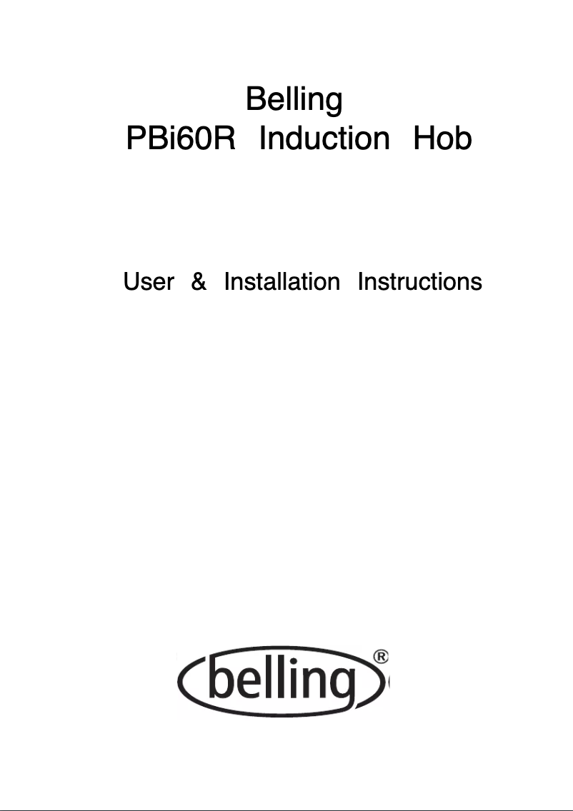 Page n°1 - Manuel utilisateur Belling IH60RXL