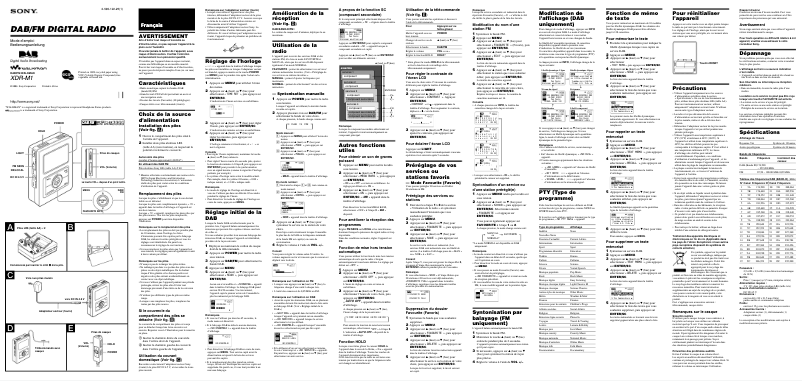 Page n°1 - Manuel utilisateur Sony XDR-M1