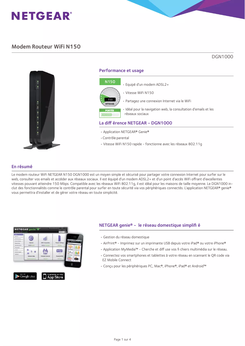 Image de la première page du manuel de l'appareil DGN1000V3