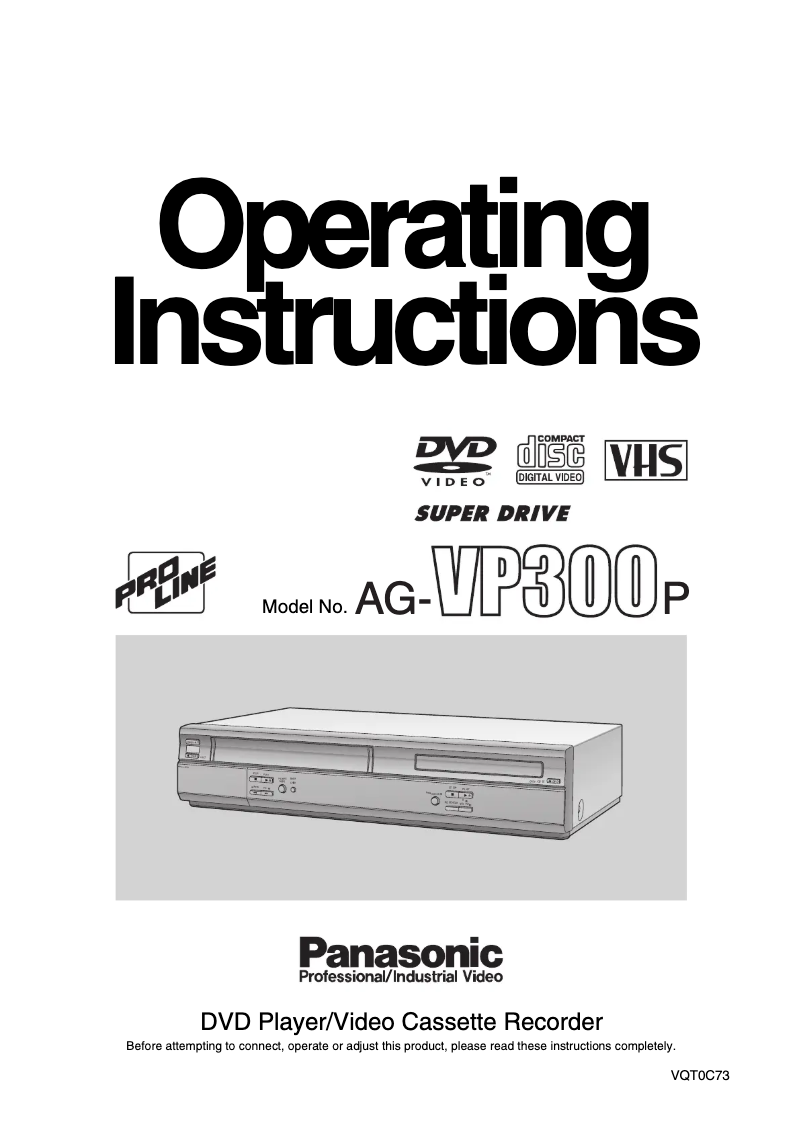 Page 1 de la notice Manuel utilisateur Panasonic AG-VP300P