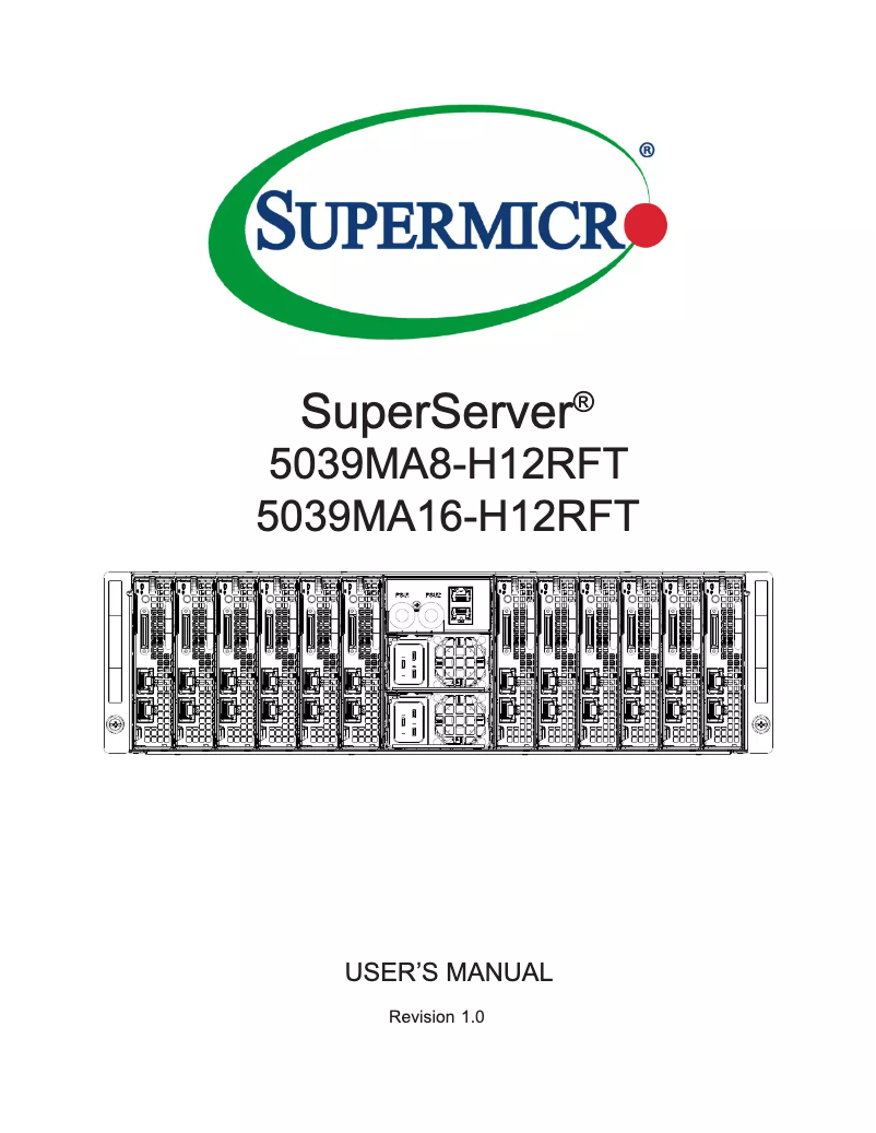 Page 1 de la notice Manuel utilisateur Supermicro SuperServer 5039MA16-H12RFT