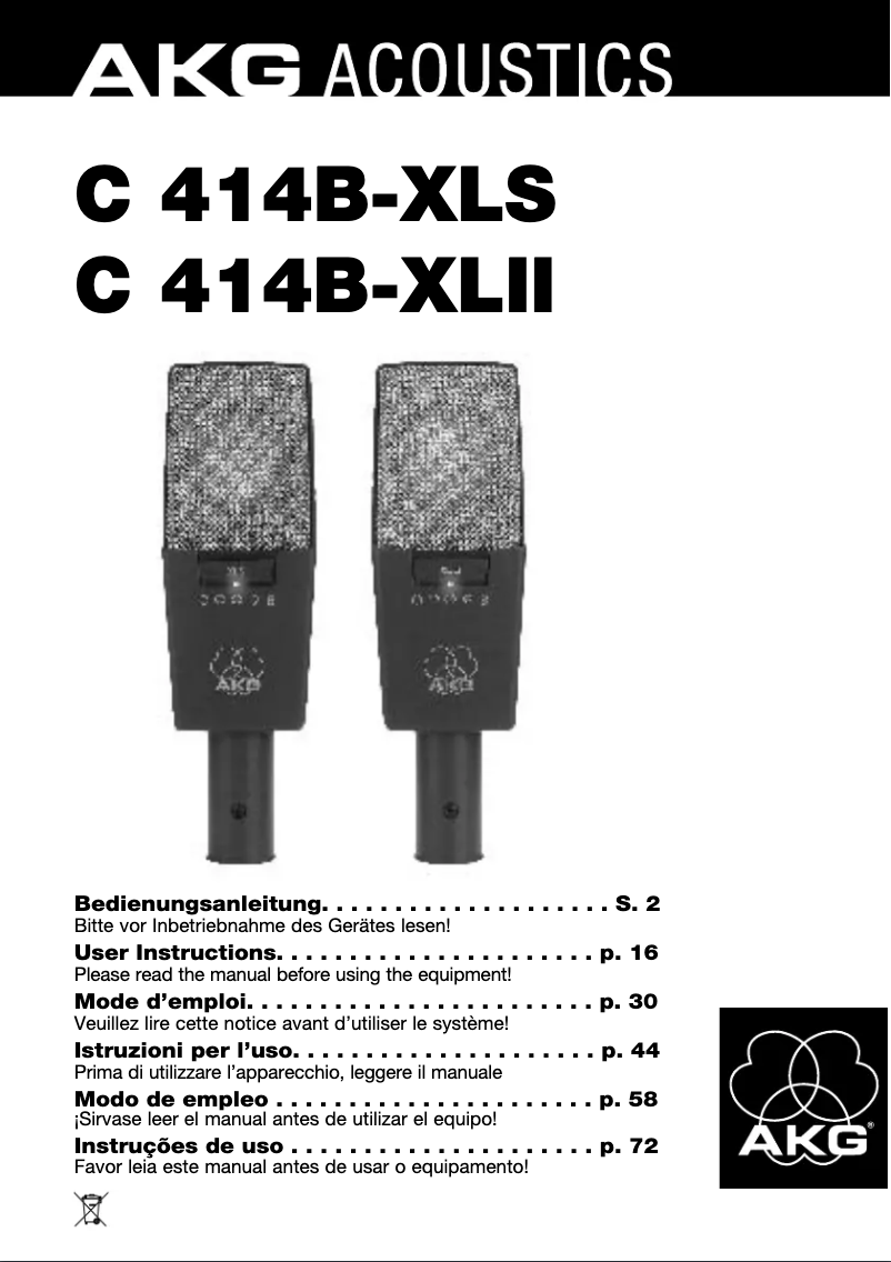 Page n°1 - Manuel utilisateur AKG C 414B-XLS