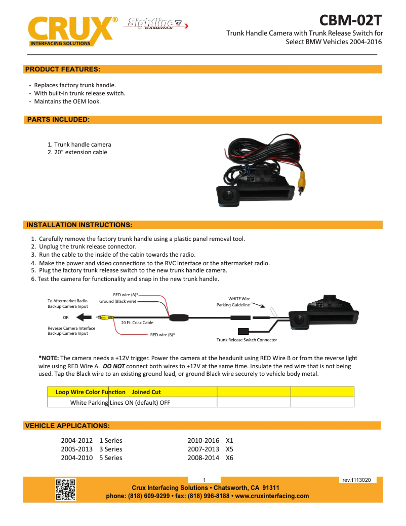 Page 1 de la notice Manuel utilisateur CRUX CBM-02T