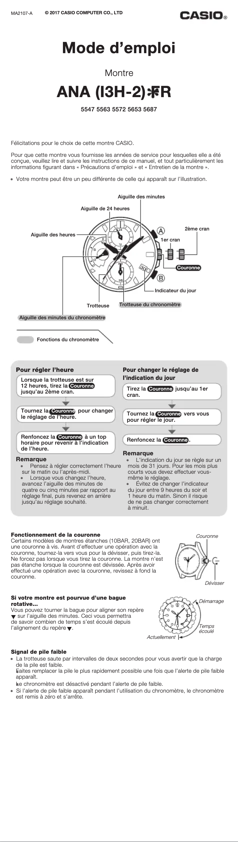 Page 1 de la notice Manuel utilisateur Casio Edifice EF-558D-2A