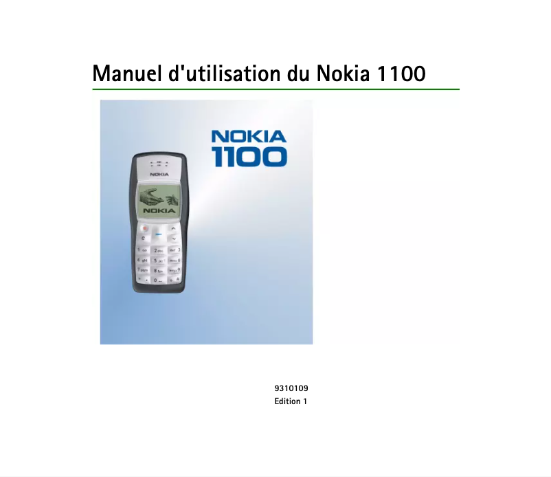 Page 1 de la notice Manuel utilisateur Nokia 1100