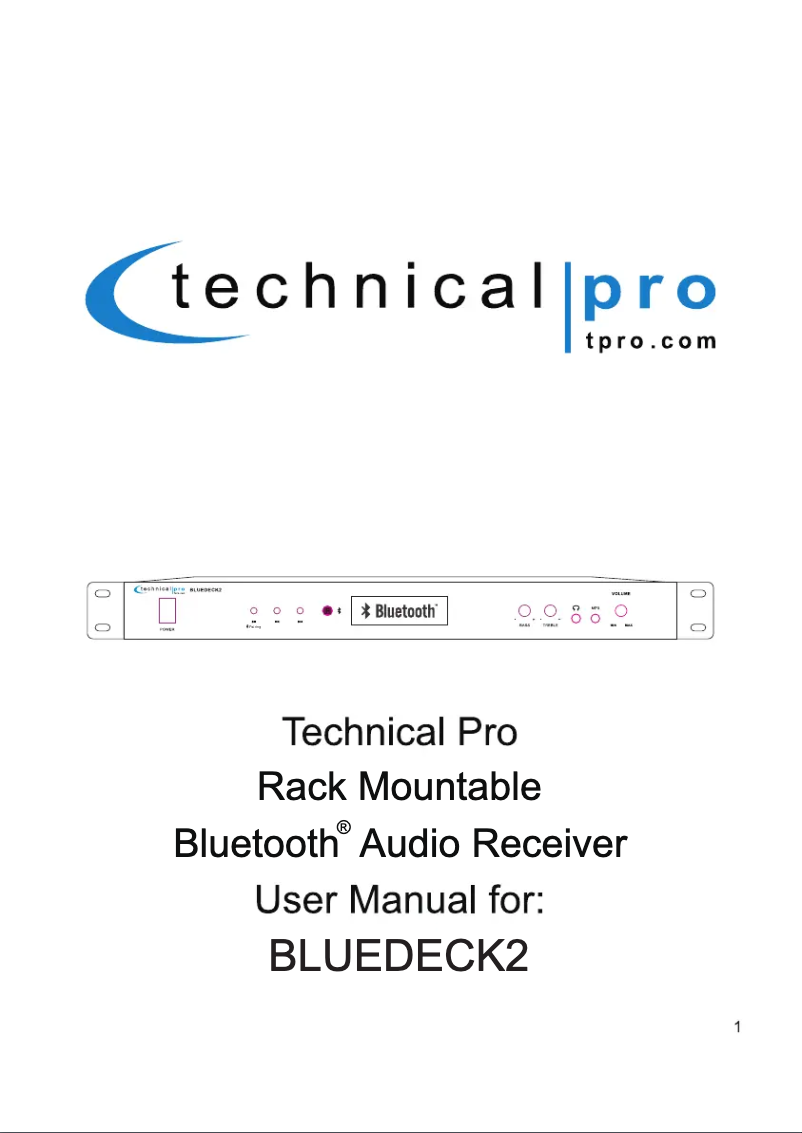 Página 1 del manual Manual de usuario Technical Pro BLUEDECK2