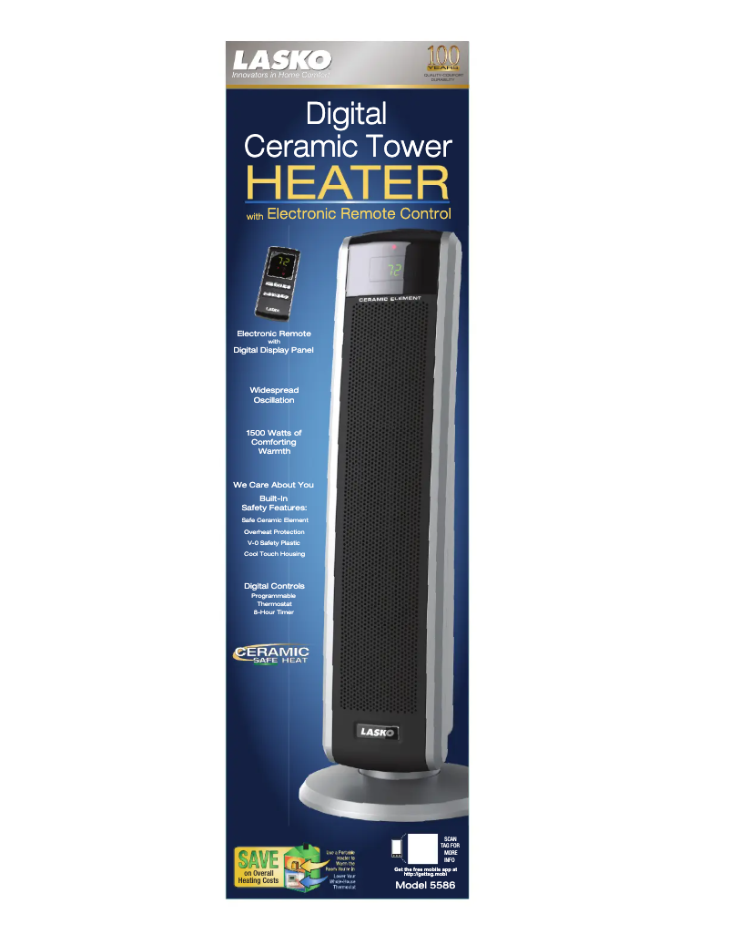 Page 1 de la notice Fiche technique Lasko 5586