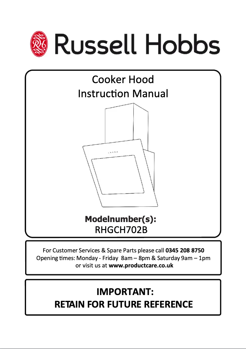 Page 1 de la notice Manuel utilisateur Russell Hobbs RHGCH702B