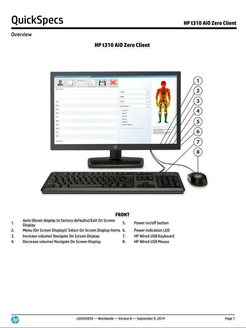 Page n°1 - Manuel utilisateur HP t310 Zero Client