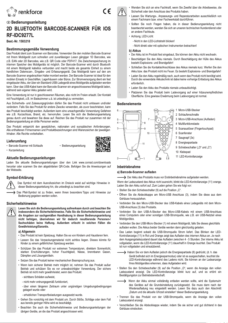 Page 1 de la notice Manuel utilisateur Renkforce RF-4749654