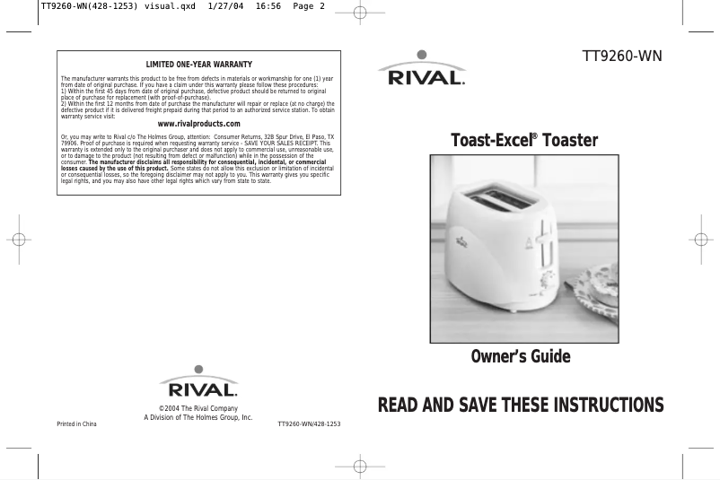 Image de la première page du manuel de l'appareil TT9260-WN