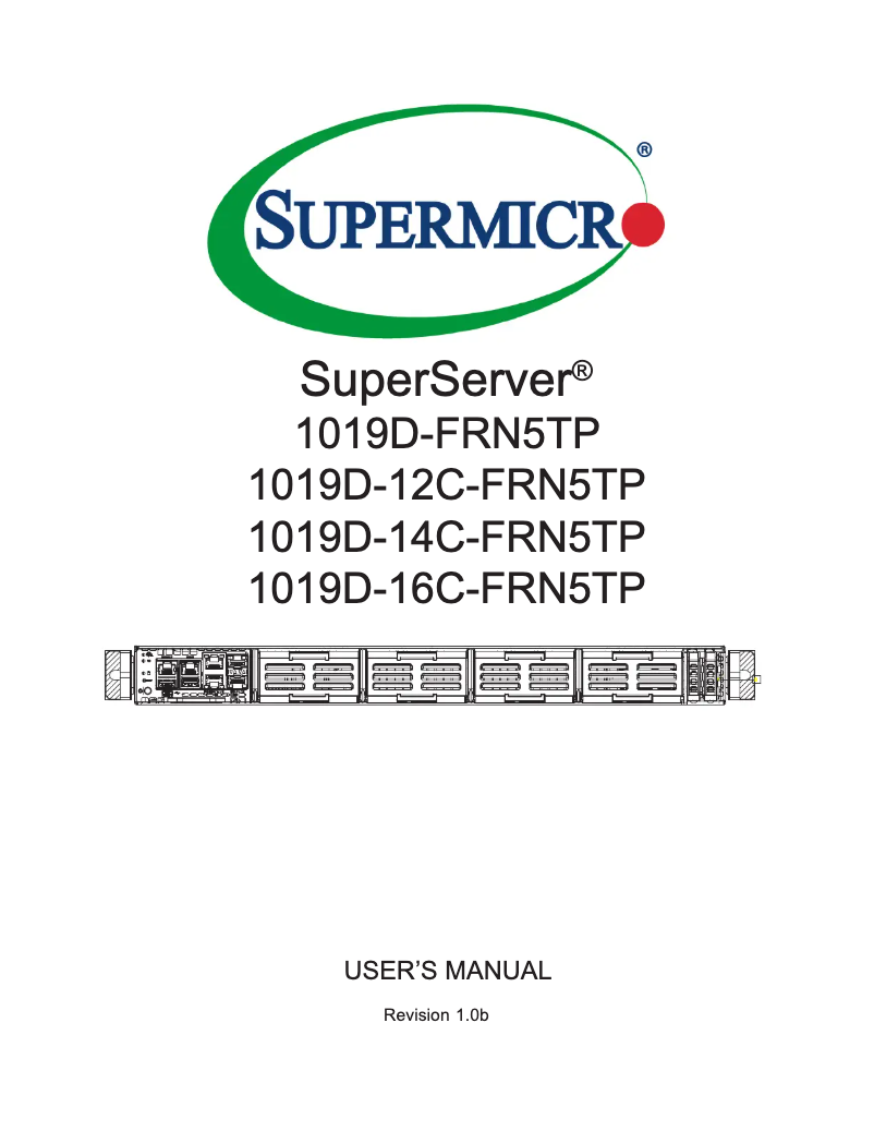 Page 1 de la notice Manuel utilisateur Supermicro SuperServer 1019D-FRN5TP