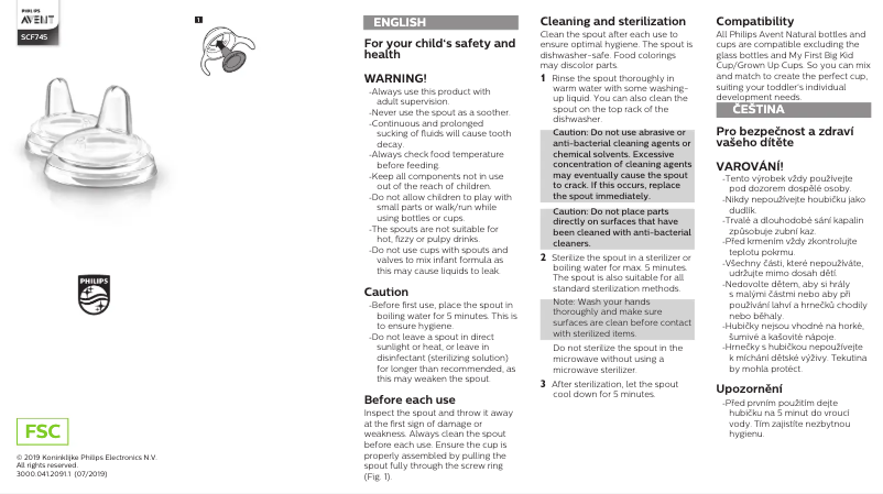Page 1 de la notice Manuel utilisateur Philips AVENT SCF745
