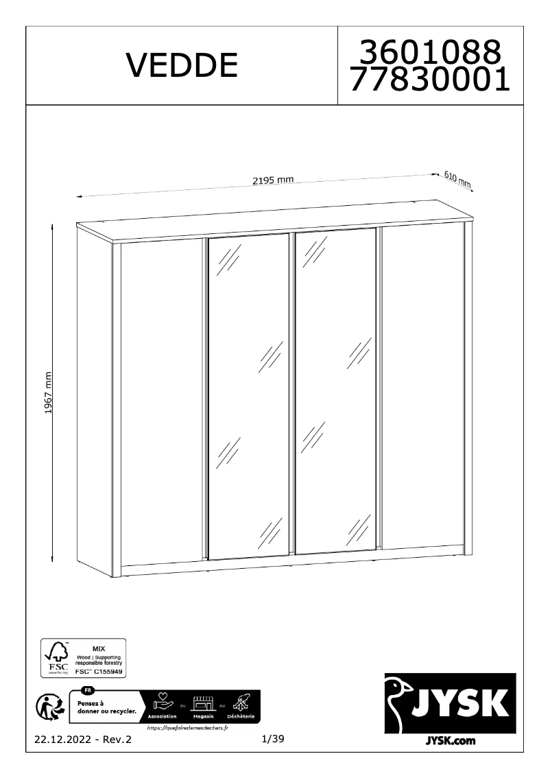 Image de la première page du manuel de l'appareil VEDDE 220x197