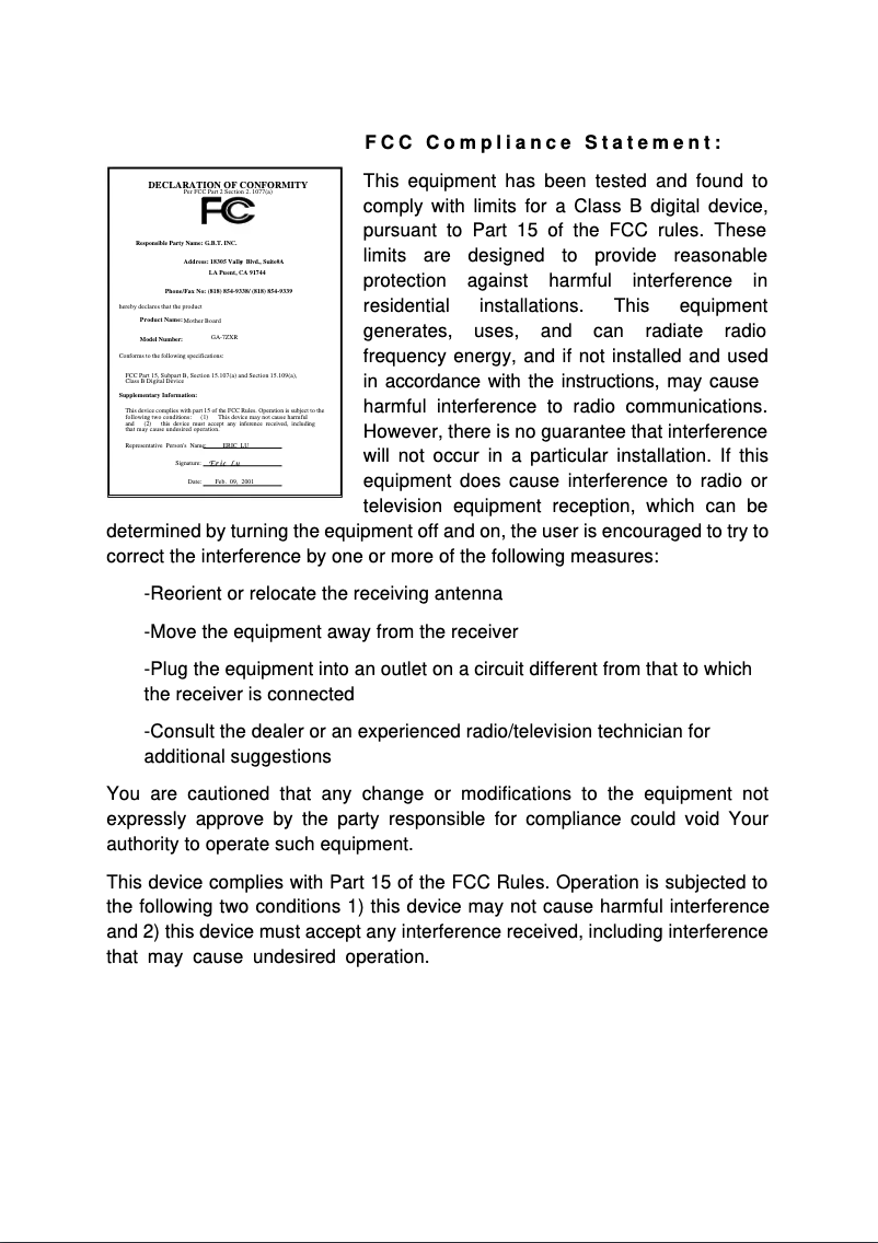 Page 1 de la notice Manuel utilisateur Gigabyte GA-7ZXR-C