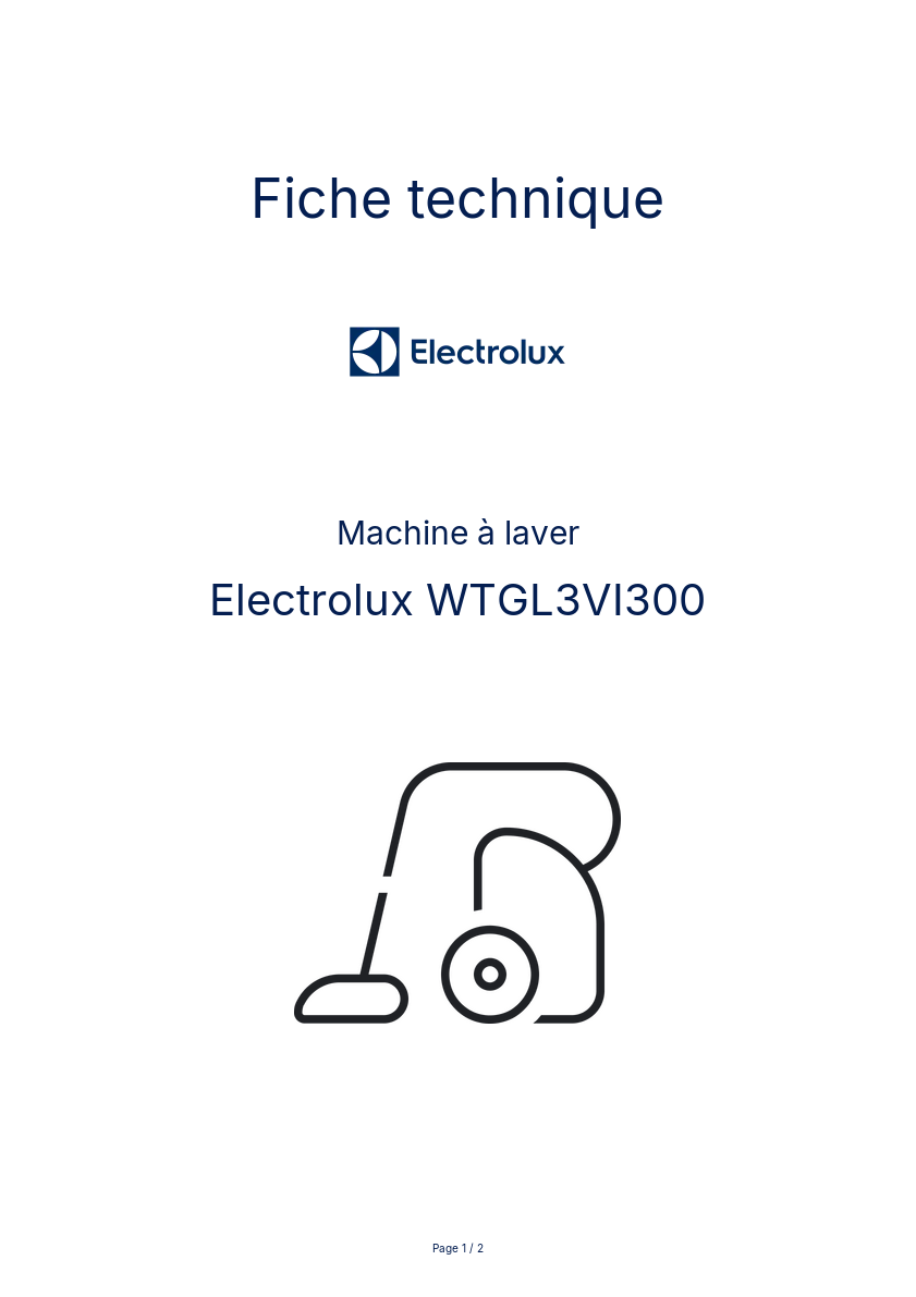 Page n°1 - Fiche technique Electrolux WTGL3VI300