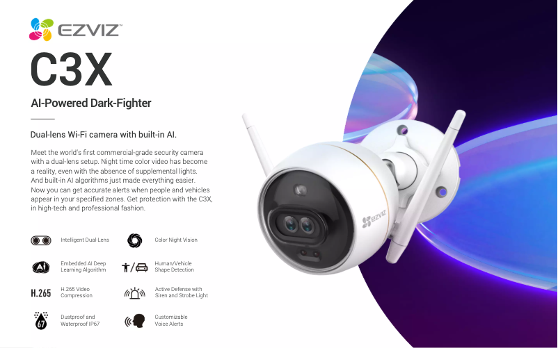 Page 1 de la notice Fiche technique EZVIZ C3X