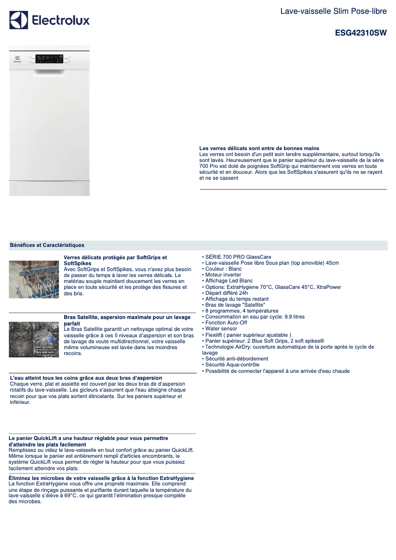 Page n°1 - Fiche technique Electrolux ESG42310SW