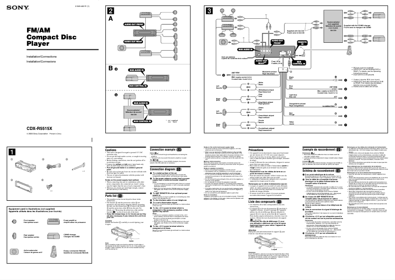 Page n°1 - Guide d'installation Sony CDX-R5515X