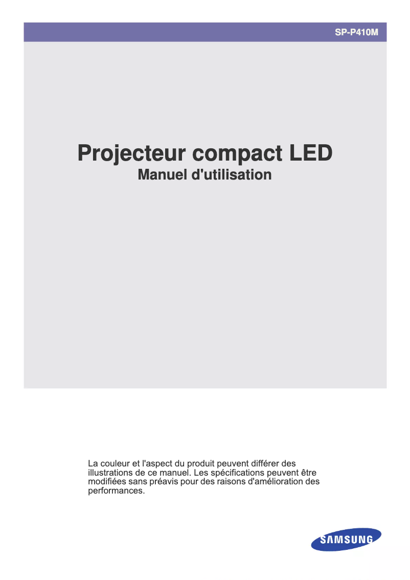 Page n°1 - Manuel utilisateur Samsung SP-P410M
