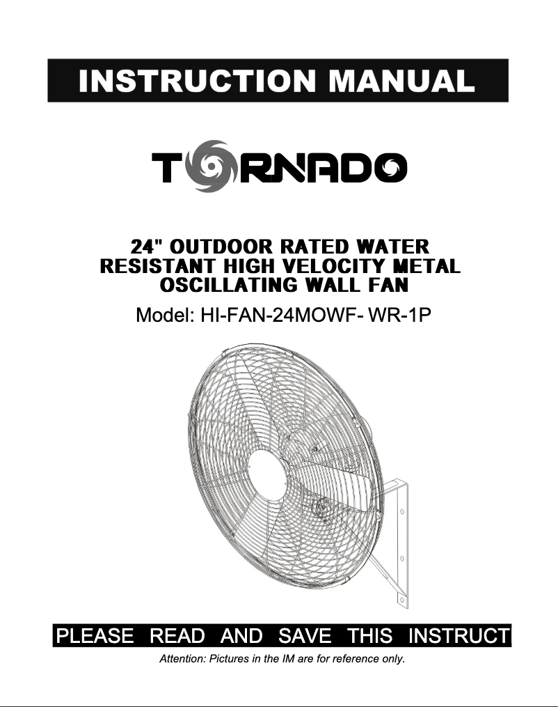 Page 1 of the manual User Manual Tornado HI-FAN-24MOWF-WR-1P